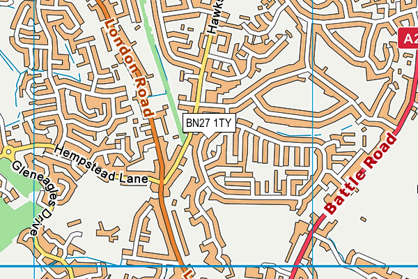 BN27 1TY map - OS VectorMap District (Ordnance Survey) BN27 1TY map - OS VectorMap District (Ordnance Survey)