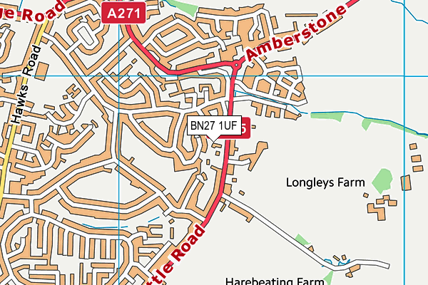 BN27 1UF map - OS VectorMap District (Ordnance Survey)