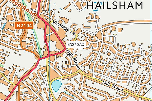 BN27 2AQ map - OS VectorMap District (Ordnance Survey) BN27 2AQ map - OS VectorMap District (Ordnance Survey)