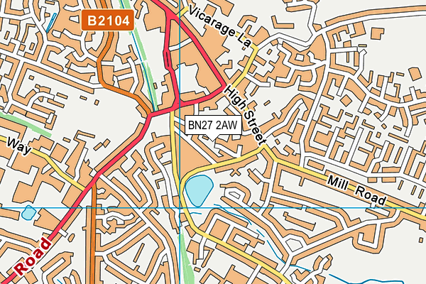 BN27 2AW map - OS VectorMap District (Ordnance Survey) BN27 2AW map - OS VectorMap District (Ordnance Survey)