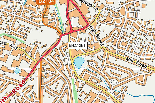 BN27 2BT map - OS VectorMap District (Ordnance Survey) BN27 2BT map - OS VectorMap District (Ordnance Survey)
