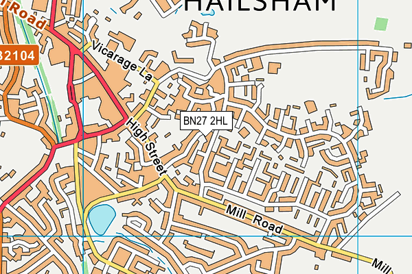 BN27 2HL map - OS VectorMap District (Ordnance Survey) BN27 2HL map - OS VectorMap District (Ordnance Survey)