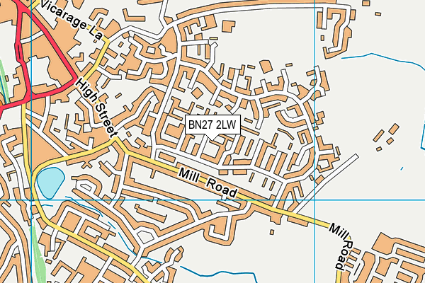 BN27 2LW map - OS VectorMap District (Ordnance Survey) BN27 2LW map - OS VectorMap District (Ordnance Survey)
