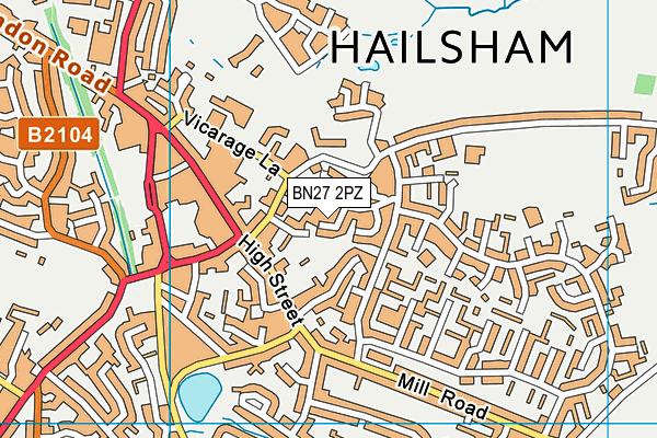 BN27 2PZ map - OS VectorMap District (Ordnance Survey)