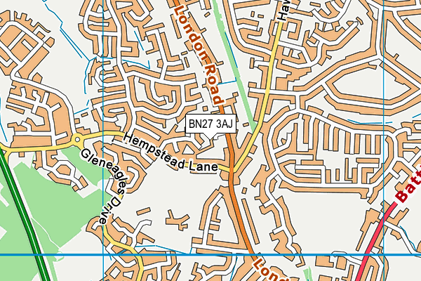 BN27 3AJ map - OS VectorMap District (Ordnance Survey) BN27 3AJ map - OS VectorMap District (Ordnance Survey)