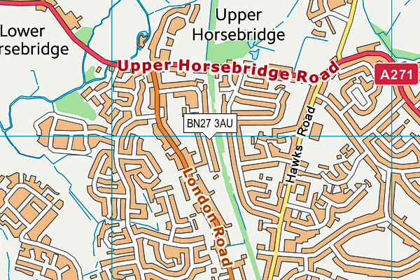 BN27 3AU map - OS VectorMap District (Ordnance Survey)