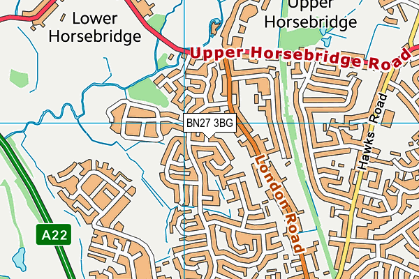 BN27 3BG map - OS VectorMap District (Ordnance Survey)