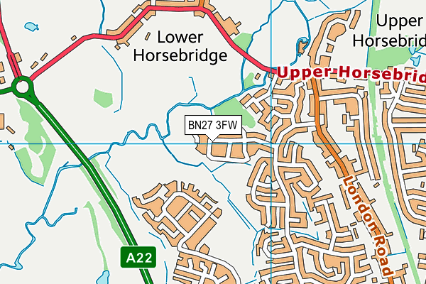 BN27 3FW map - OS VectorMap District (Ordnance Survey)