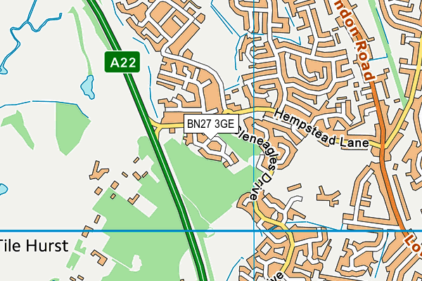 BN27 3GE map - OS VectorMap District (Ordnance Survey) BN27 3GE map - OS VectorMap District (Ordnance Survey)