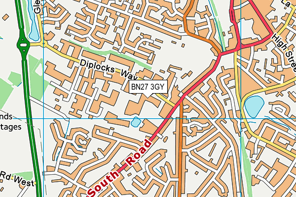 BN27 3GY map - OS VectorMap District (Ordnance Survey) BN27 3GY map - OS VectorMap District (Ordnance Survey)
