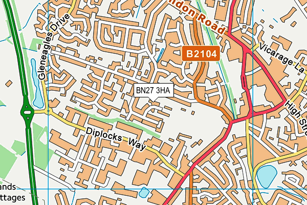 BN27 3HA map - OS VectorMap District (Ordnance Survey) BN27 3HA map - OS VectorMap District (Ordnance Survey)