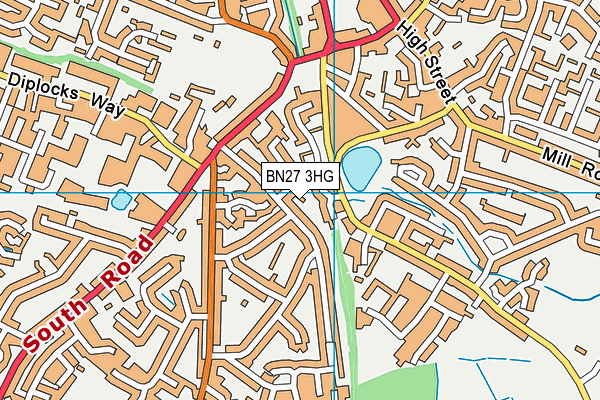 BN27 3HG map - OS VectorMap District (Ordnance Survey)