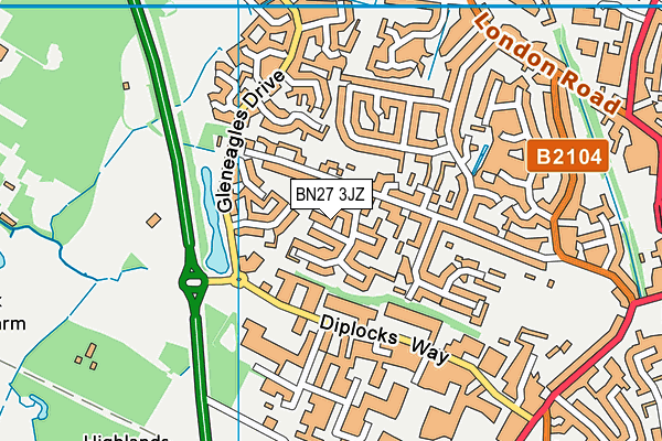 BN27 3JZ map - OS VectorMap District (Ordnance Survey) BN27 3JZ map - OS VectorMap District (Ordnance Survey)