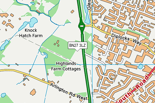 BN27 3LZ map - OS VectorMap District (Ordnance Survey) BN27 3LZ map - OS VectorMap District (Ordnance Survey)
