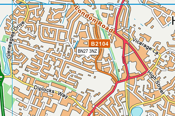 BN27 3NZ map - OS VectorMap District (Ordnance Survey) BN27 3NZ map - OS VectorMap District (Ordnance Survey)