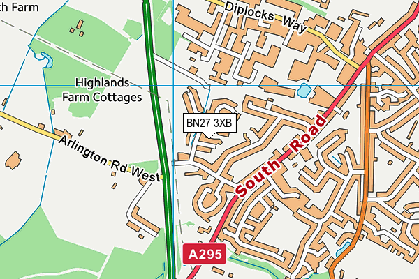 BN27 3XB map - OS VectorMap District (Ordnance Survey) BN27 3XB map - OS VectorMap District (Ordnance Survey)