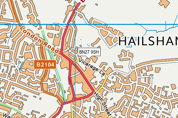 BN27 9SH map - OS VectorMap District (Ordnance Survey) BN27 9SH map - OS VectorMap District (Ordnance Survey)