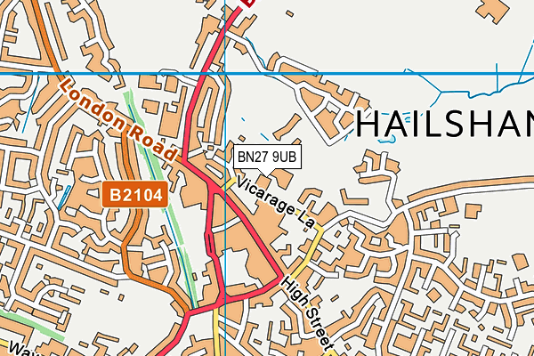BN27 9UB map - OS VectorMap District (Ordnance Survey)