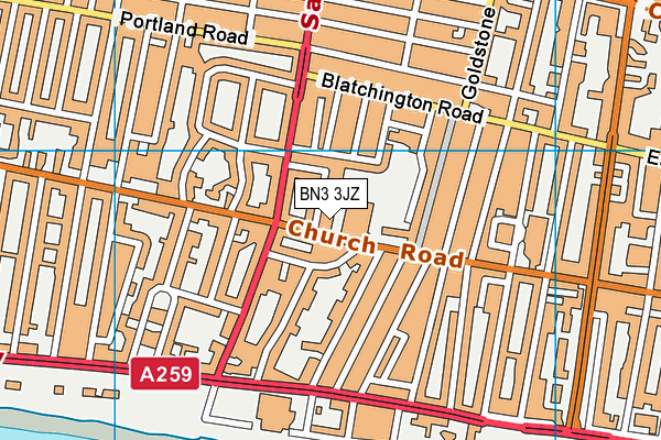 BN3 3JZ map - OS VectorMap District (Ordnance Survey)