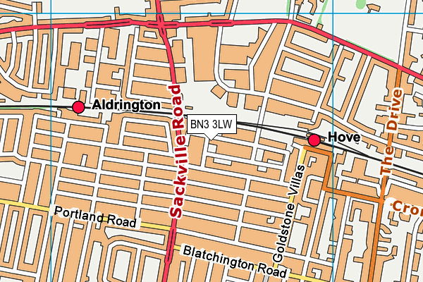 BN3 3LW map - OS VectorMap District (Ordnance Survey)