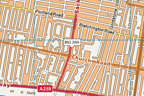 BN3 3WA map - OS VectorMap District (Ordnance Survey) BN3 3WA map - OS VectorMap District (Ordnance Survey)