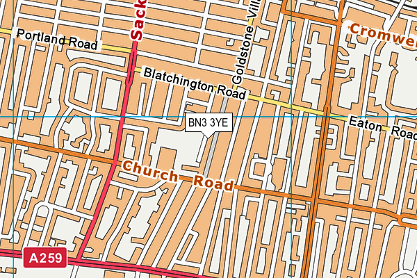 BN3 3YE map - OS VectorMap District (Ordnance Survey) BN3 3YE map - OS VectorMap District (Ordnance Survey)