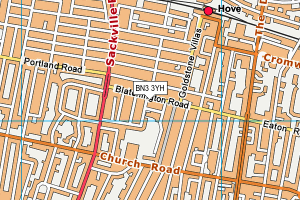 BN3 3YH map - OS VectorMap District (Ordnance Survey)