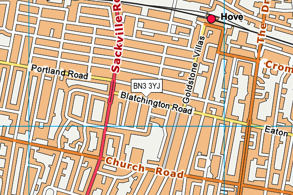 BN3 3YJ map - OS VectorMap District (Ordnance Survey)