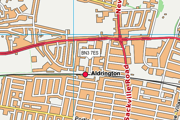 BN3 7ES map - OS VectorMap District (Ordnance Survey) BN3 7ES map - OS VectorMap District (Ordnance Survey)