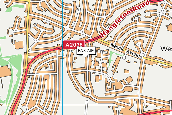 BN3 7JE map - OS VectorMap District (Ordnance Survey)