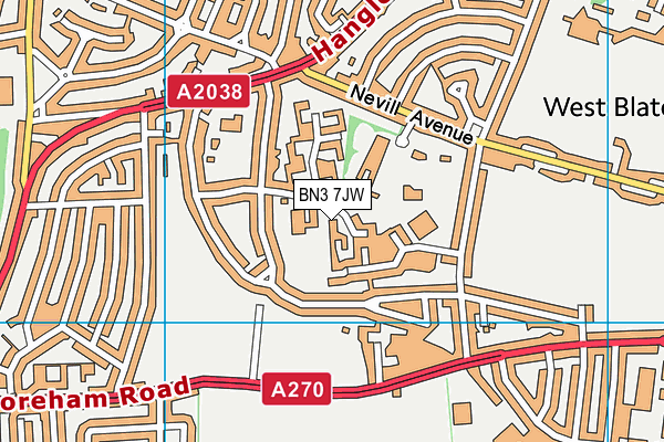 BN3 7JW map - OS VectorMap District (Ordnance Survey)