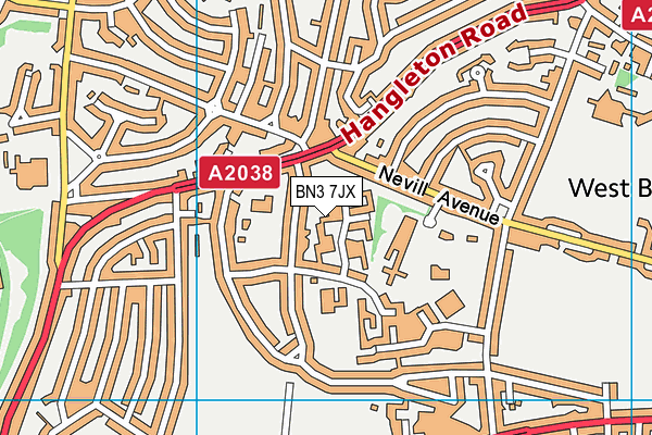 BN3 7JX map - OS VectorMap District (Ordnance Survey) BN3 7JX map - OS VectorMap District (Ordnance Survey)