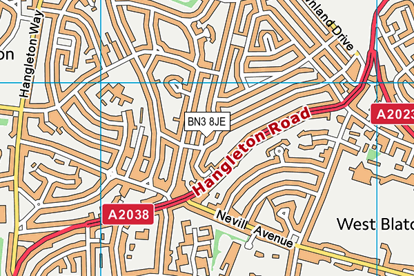 BN3 8JE map - OS VectorMap District (Ordnance Survey)