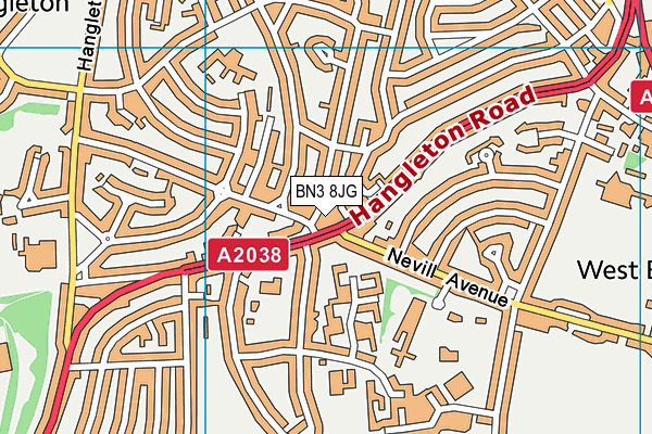 BN3 8JG map - OS VectorMap District (Ordnance Survey) BN3 8JG map - OS VectorMap District (Ordnance Survey)