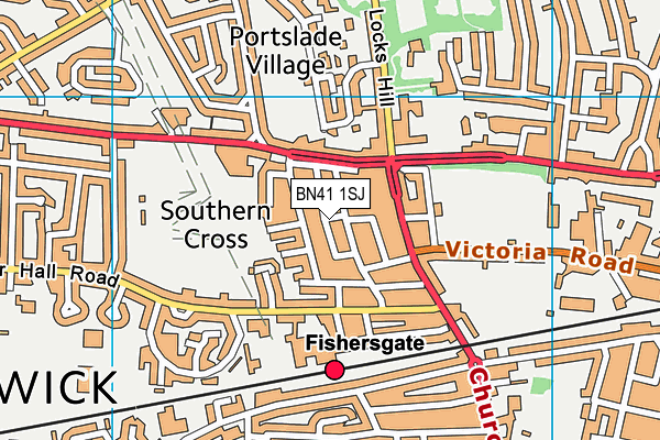 BN41 1SJ map - OS VectorMap District (Ordnance Survey)