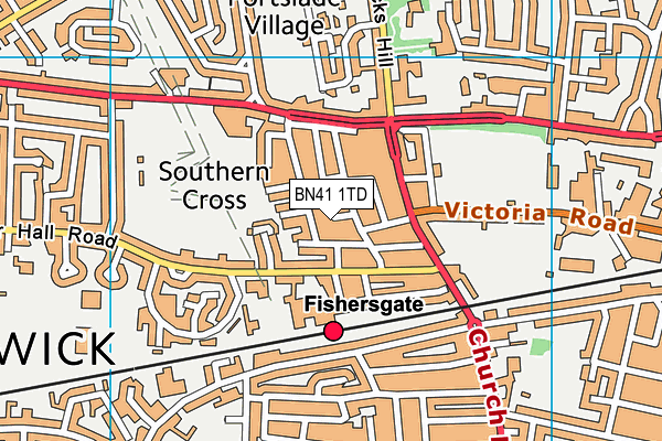 BN41 1TD map - OS VectorMap District (Ordnance Survey) BN41 1TD map - OS VectorMap District (Ordnance Survey)