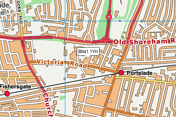 BN41 1YH map - OS VectorMap District (Ordnance Survey)