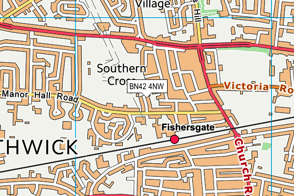 BN42 4NW map - OS VectorMap District (Ordnance Survey)