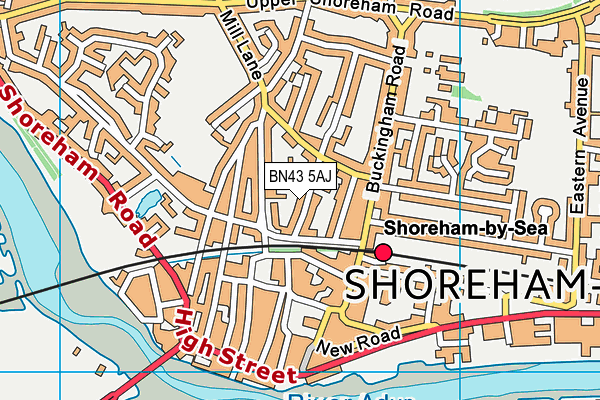BN43 5AJ map - OS VectorMap District (Ordnance Survey)