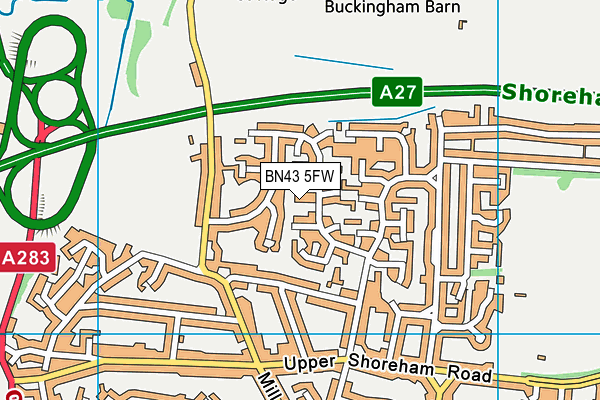 BN43 5FW map - OS VectorMap District (Ordnance Survey)