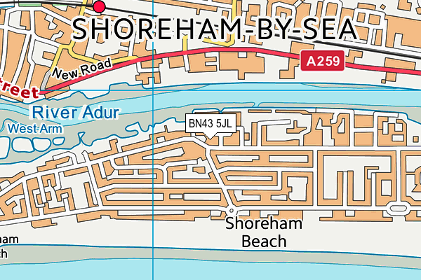 BN43 5JL map - OS VectorMap District (Ordnance Survey)