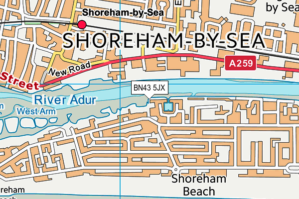 BN43 5JX map - OS VectorMap District (Ordnance Survey)