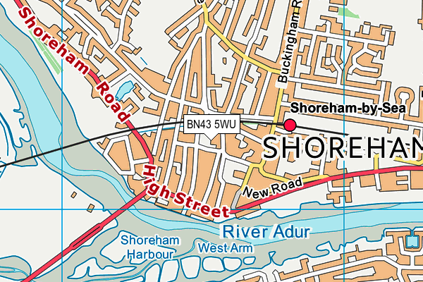 BN43 5WU map - OS VectorMap District (Ordnance Survey)