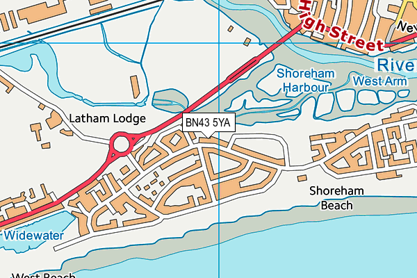 BN43 5YA map - OS VectorMap District (Ordnance Survey)