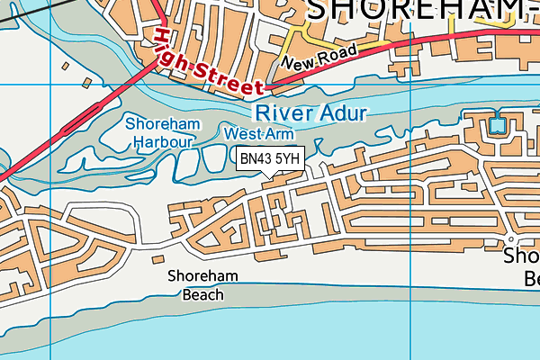 BN43 5YH map - OS VectorMap District (Ordnance Survey)