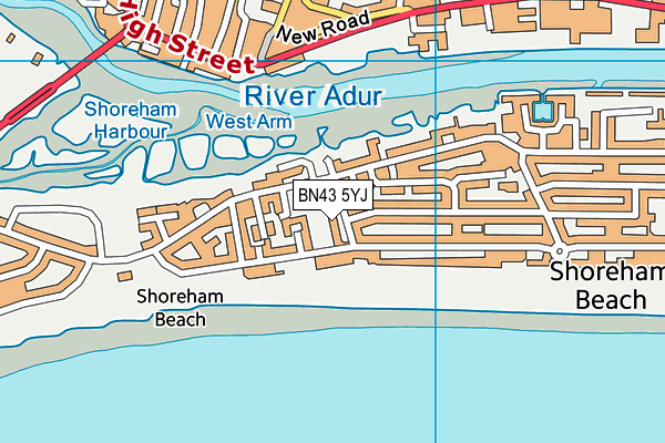BN43 5YJ map - OS VectorMap District (Ordnance Survey)