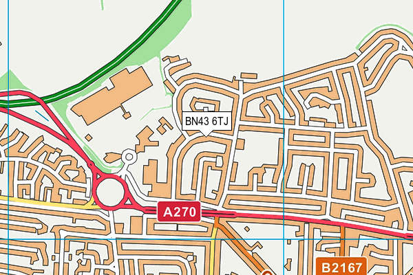 BN43 6TJ map - OS VectorMap District (Ordnance Survey)