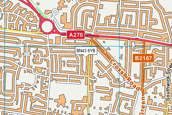 BN43 6YB map - OS VectorMap District (Ordnance Survey)