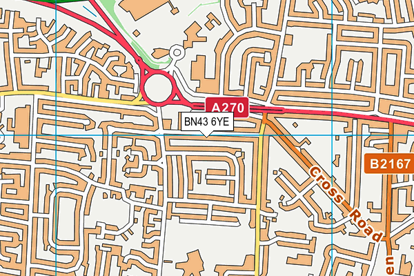 BN43 6YE map - OS VectorMap District (Ordnance Survey)