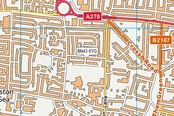 BN43 6YG map - OS VectorMap District (Ordnance Survey)